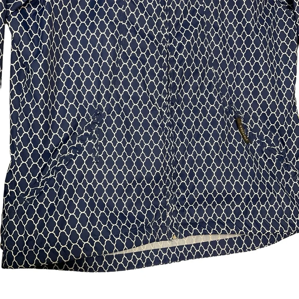 REEL LEGENDS sz Medium Rain Jacket Performance Clothing Packable Blue White
